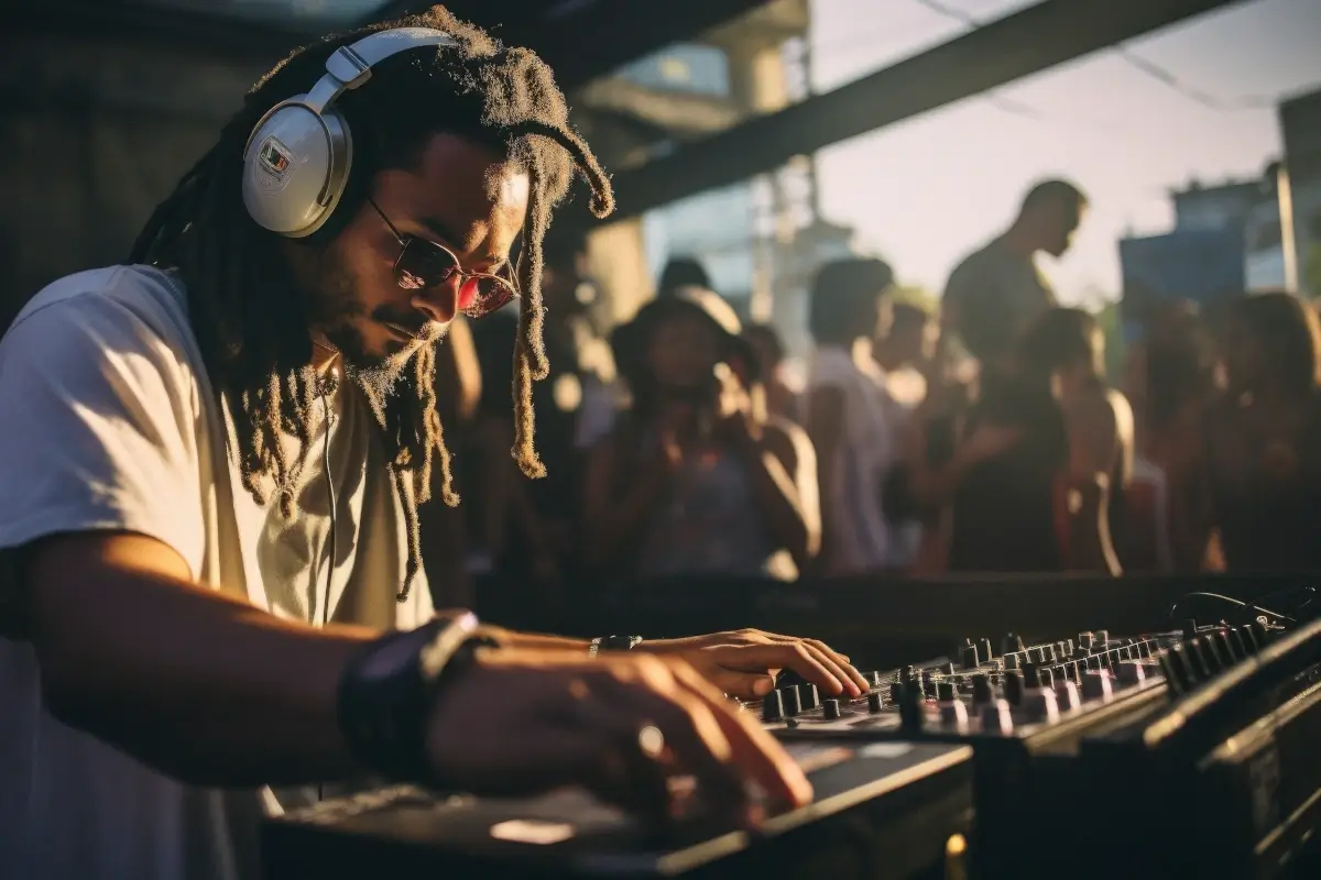 Portfólio de DJ exibido em site moderno